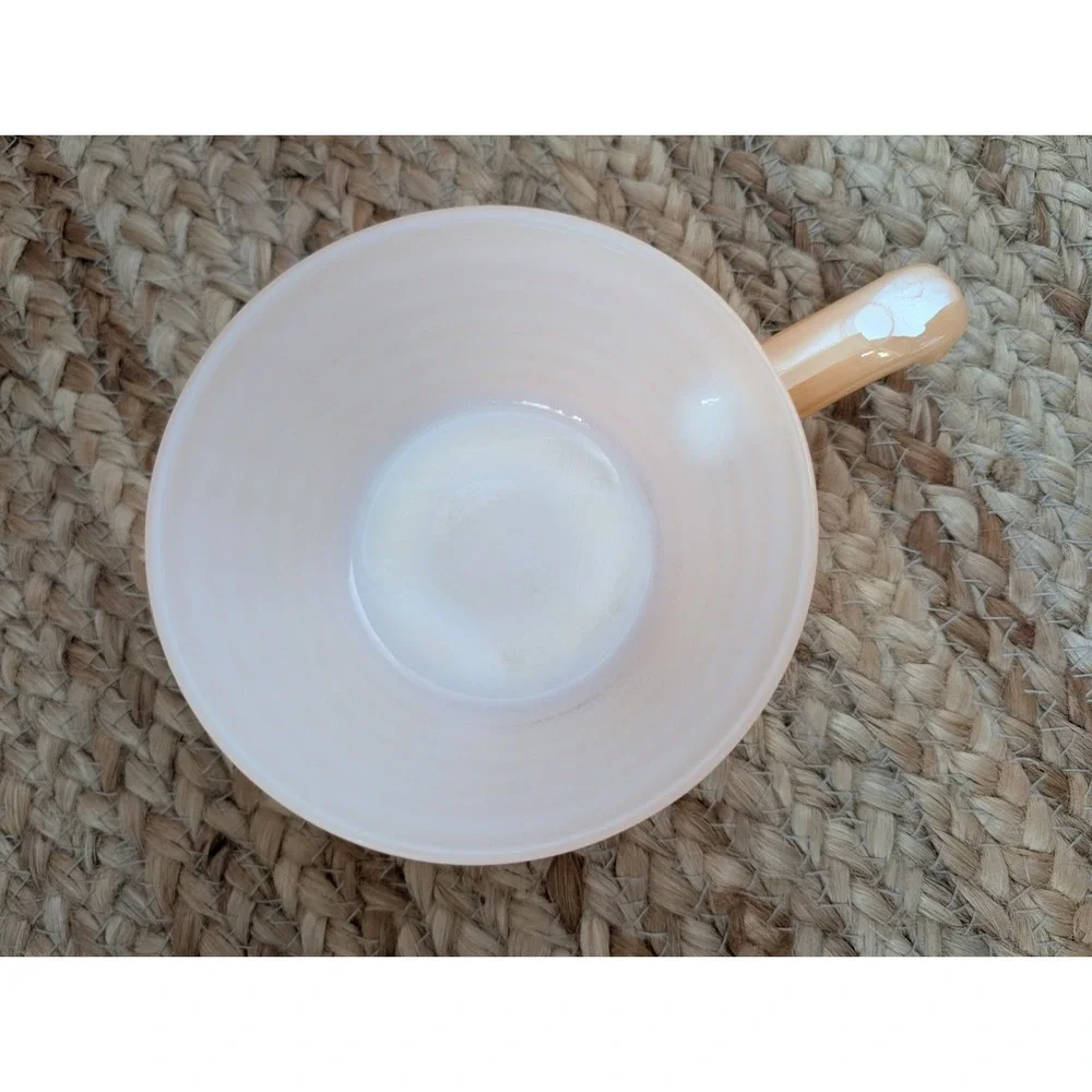 Vintage Fire King Ovenware Peach Lustre Beehive Bowl W/Handle & a 7.5